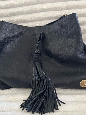 Vince Camuto Black Leather Tassel Hobo Bag - Classic Women's Shoulder Bag